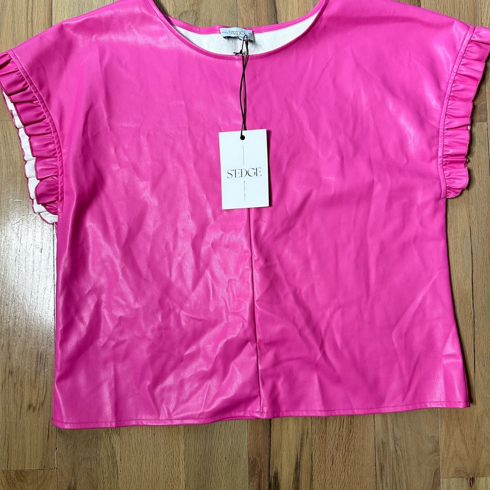 Sledge Pink Faux Leather Top - Picture 1 of 3